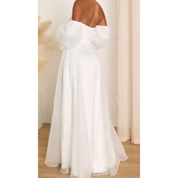 LULU'S SZ M White True Excellence Bustier Off-The-Shoulder Maxi Dress NEW 0b16 - Picture 2 of 8